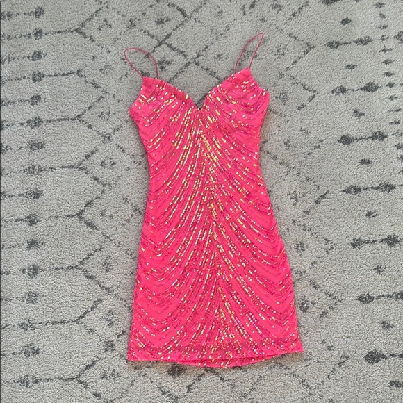 Pink Sequin Mini Dress - Picture 2 of 3